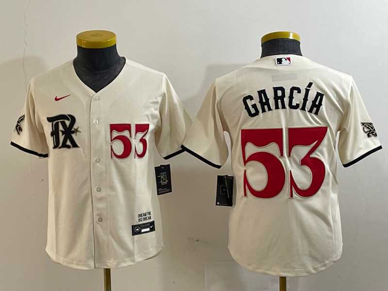 Women%27s Texas Rangers #53 Adolis Garcia Number Cream 2023 City Connect Cool Base Stitched Jersey